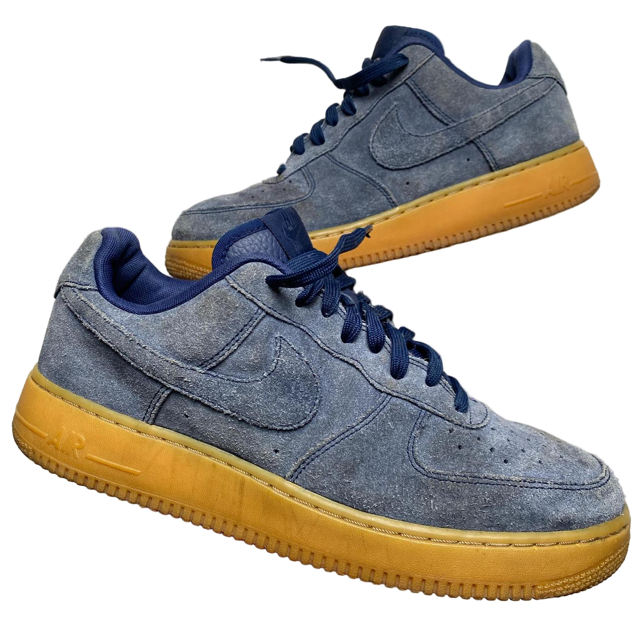 Nike Air Force 1 Navy Blue Suede and Gum Sole (UK 9.5)