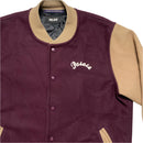 Palace Wool Burgundy and Sand Tan Brown Varsity Bomber Jacket (L)