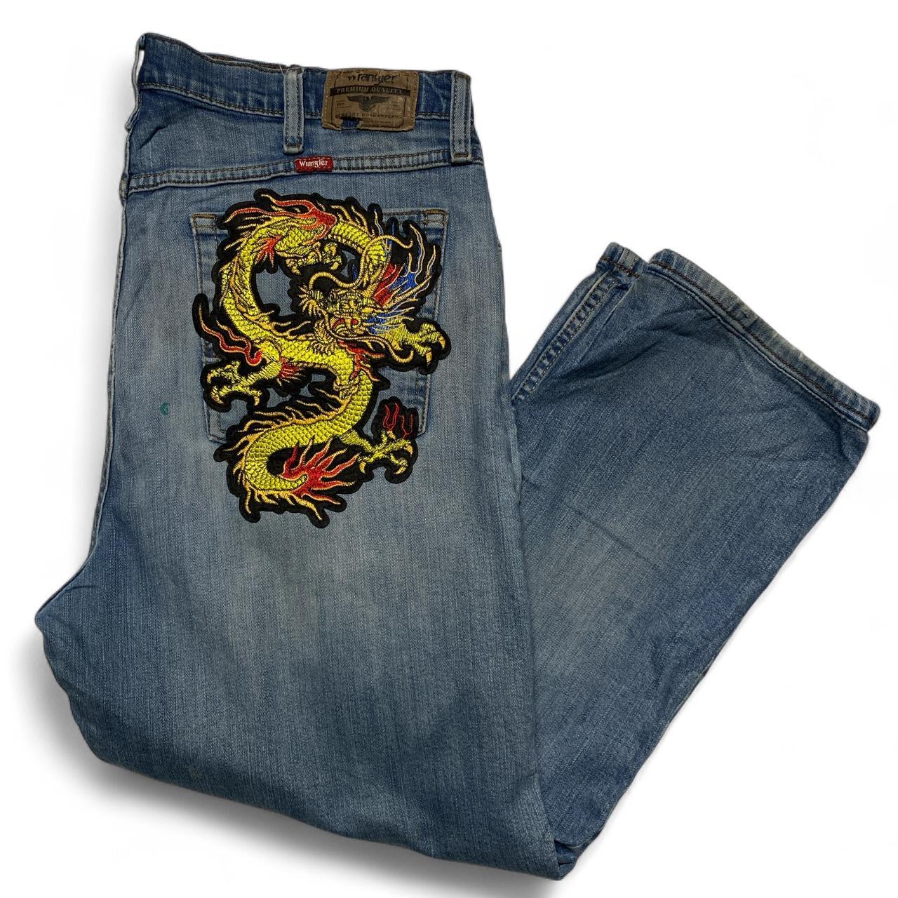 Wrangler Dragon Embroidery Patch Dragon Crosses Jeans (38W)