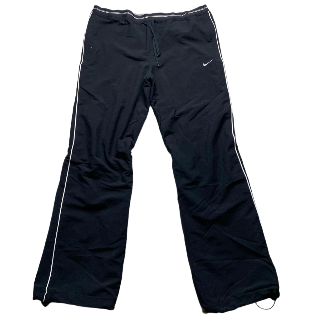 Nike Swoosh Black and White Baggy Trackpant Shell Bottoms (M)