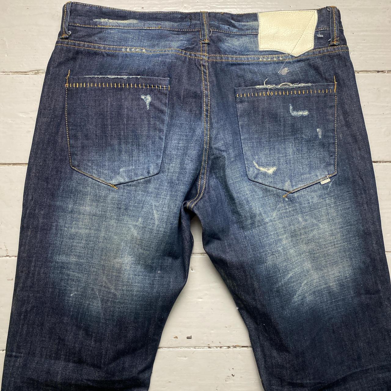 King Krash Distressed Stonewash Navy Jeans