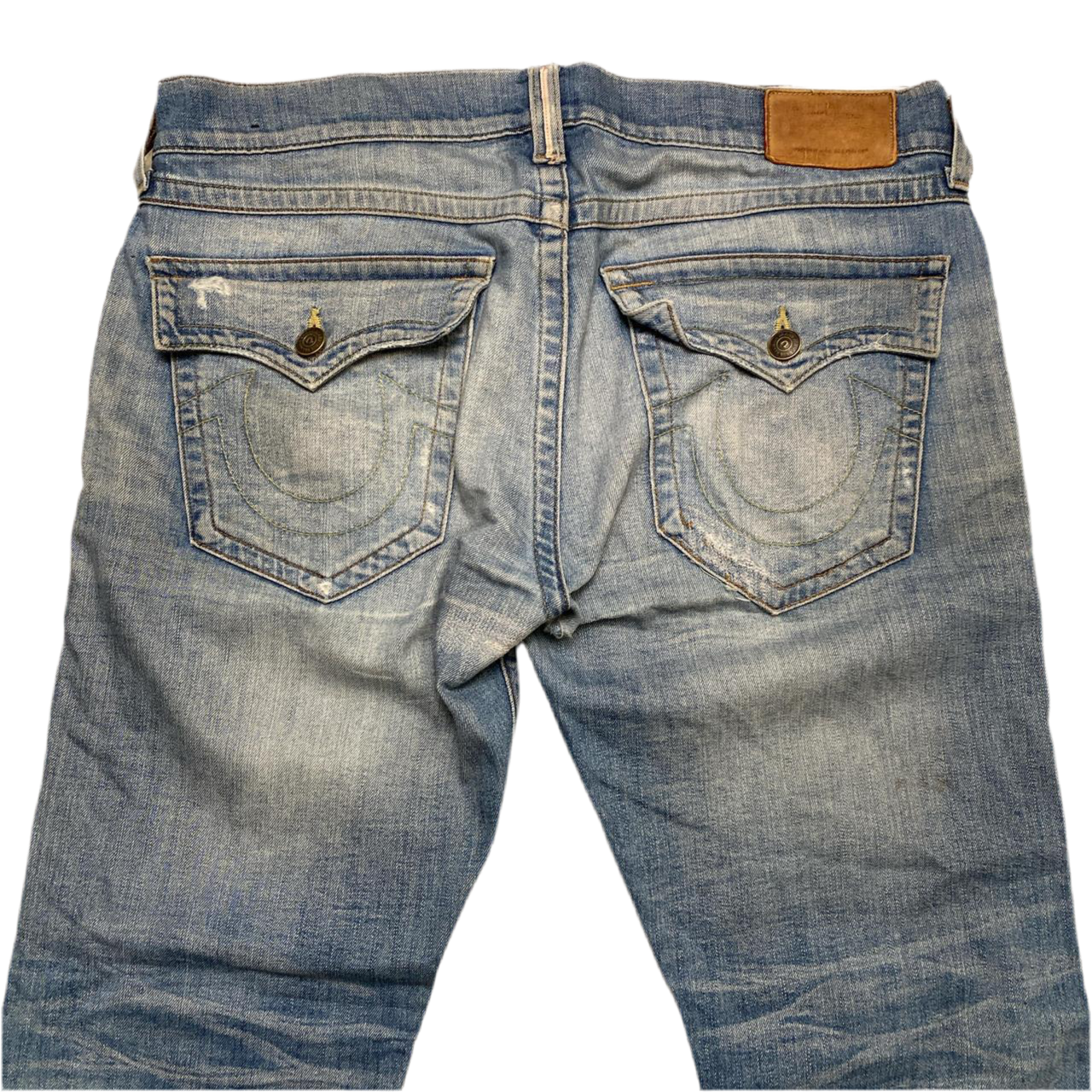 True Religion Ricky Baggy Light Blue Distressed Jeans (36W)