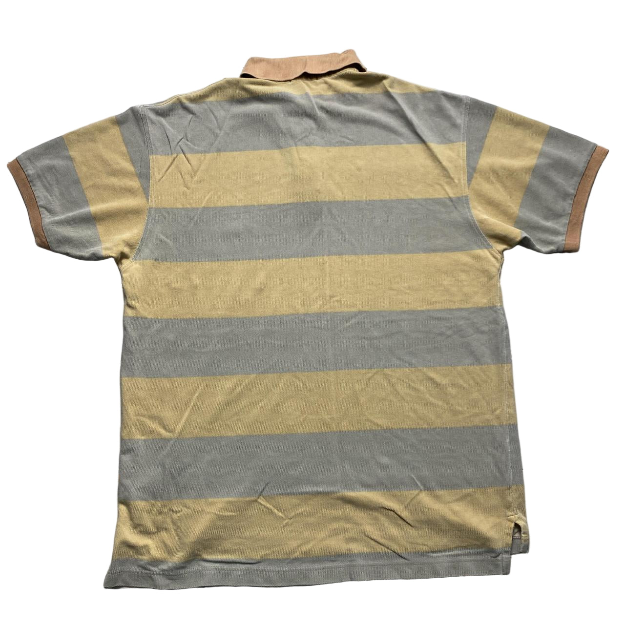 Thomas Burberry Vintage Cream and Grey Polo Shirt (L)