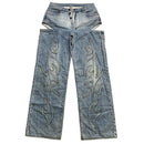 Ksubi Embroidered Flame Denim Thigh Slit Baggy Jeans (29W)