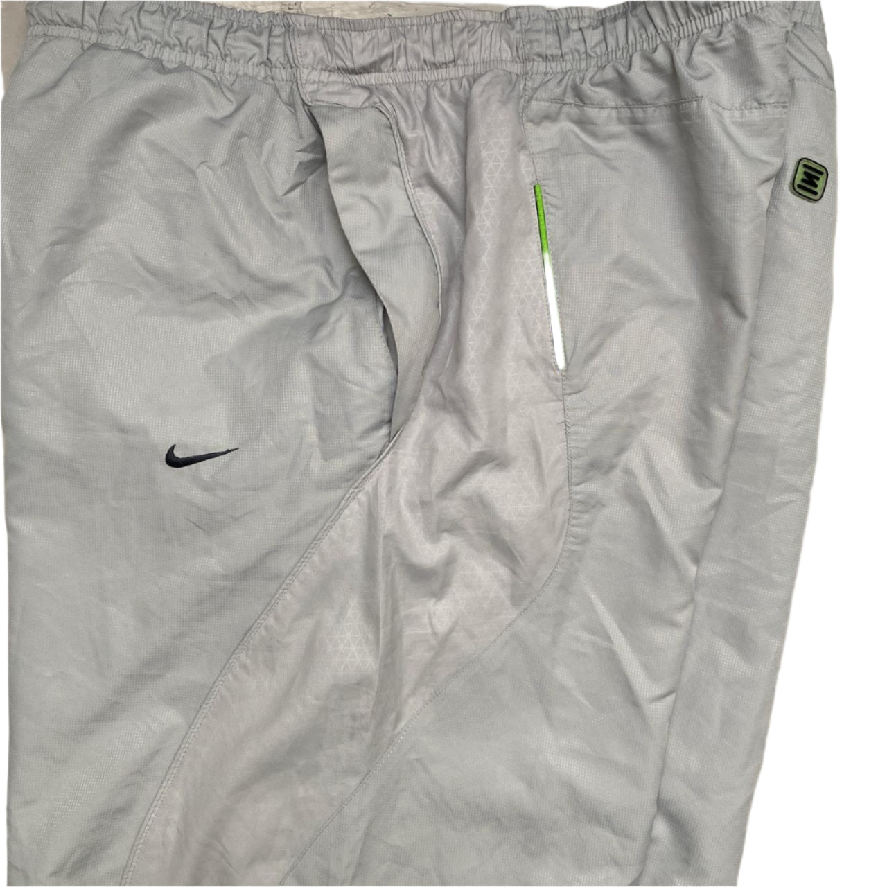 Nike Shox Silver and Green Vintage y2k Shell Trackpant Bottoms (XL)
