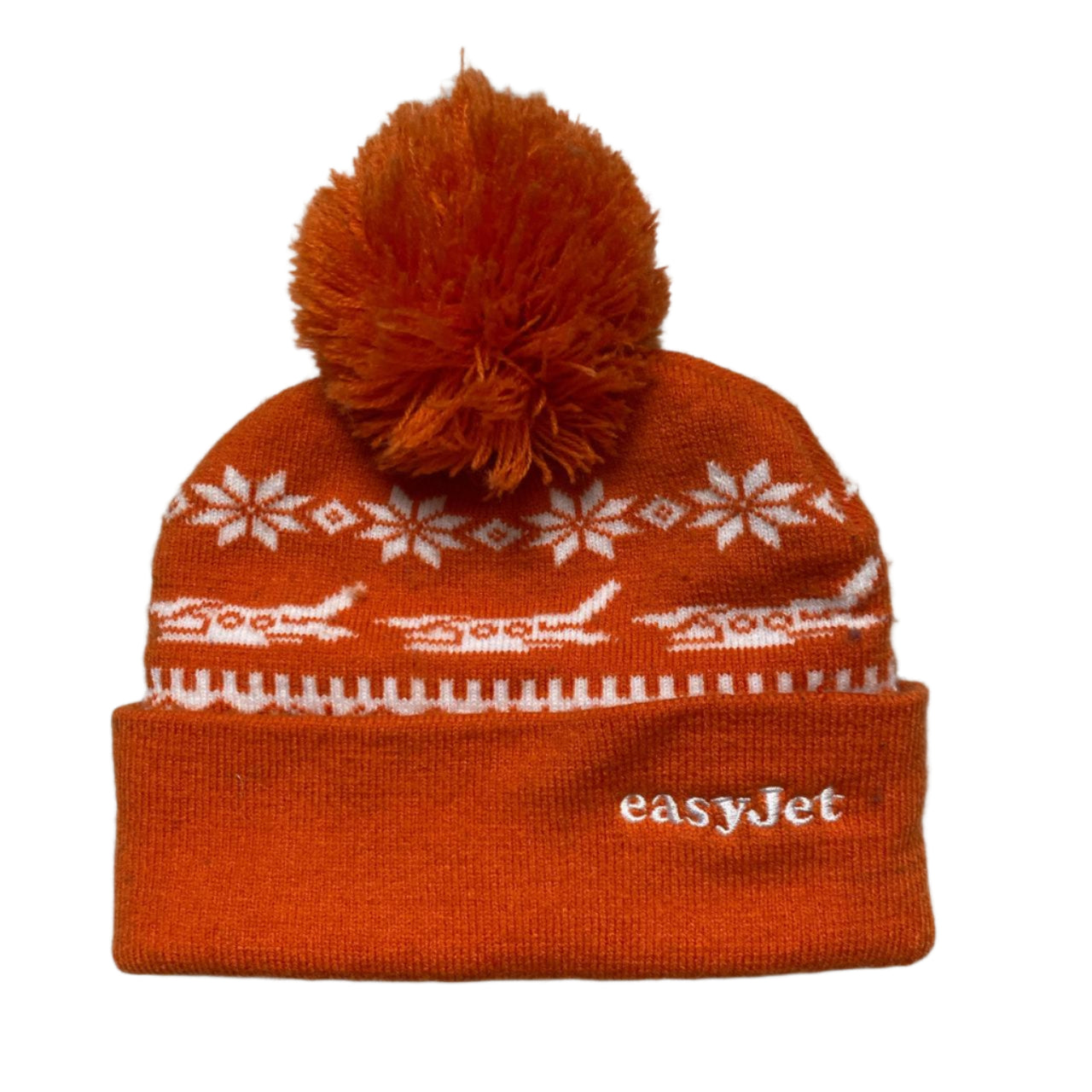 Easy Jet Orange and White Bobble Beanie Hat