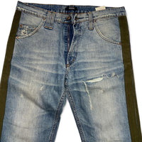 Versace Jeans Couture Vintage Distressed Blue and Green Strip Jeans (34W)