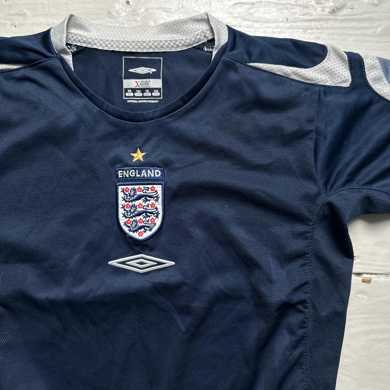 England Umbro Vintage Navy and White Kids Football Jersey