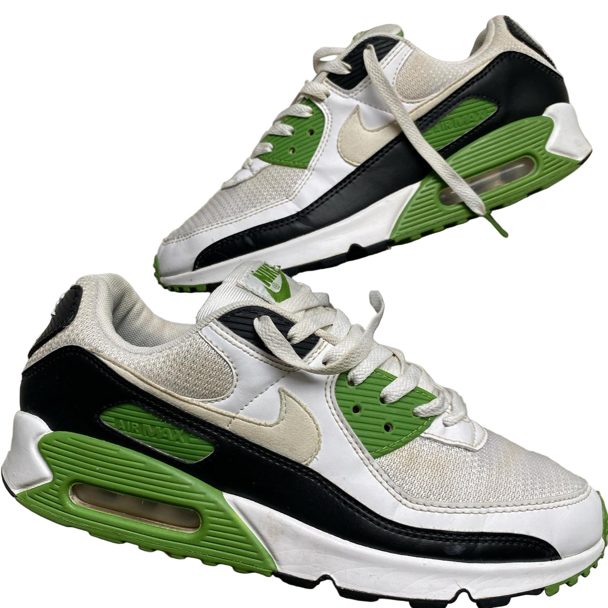 Nike Air Max 90 White Black and Green (UK 8)