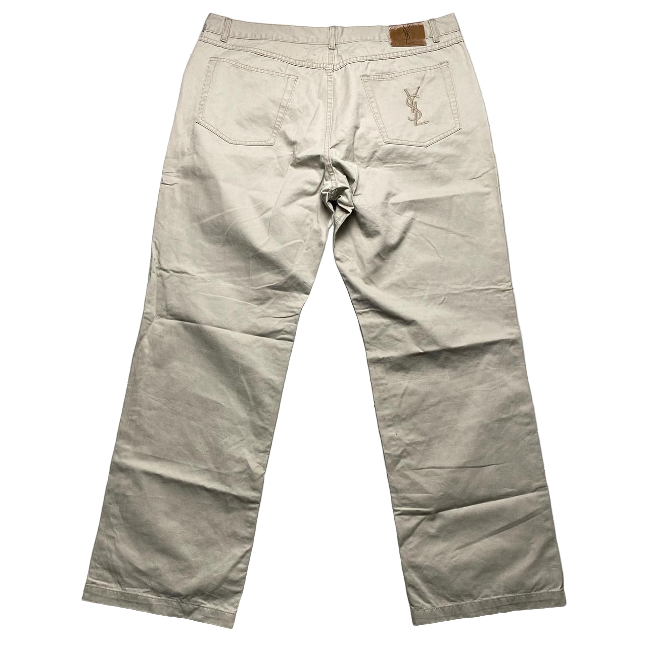 YSL Yves Saint Laurent Embroidery Vintage Cream Jean Trousers (40W)