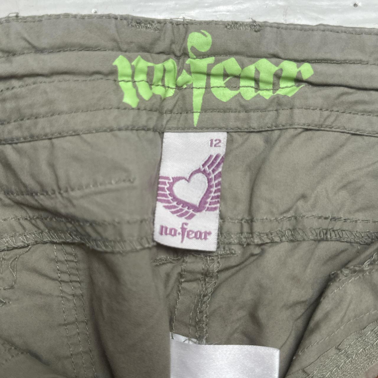 No Fear Vintage Khaki Heart Embroidery Cargo Trousers