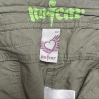 No Fear Vintage Khaki Heart Embroidery Cargo Trousers (12 UK)