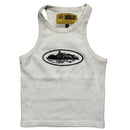 Corteiz White and Black Alcatraz Womens Tank Crop Top Vest (S)
