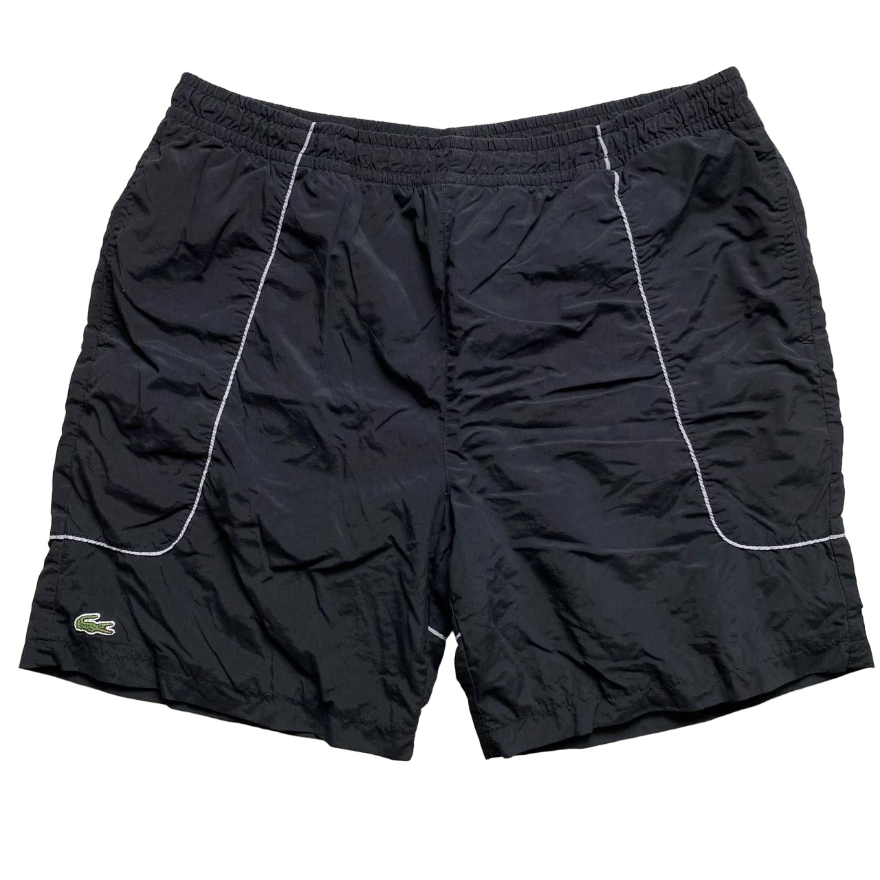 Lacoste Vintage Black and White Shell Trackpant Shorts (XL)