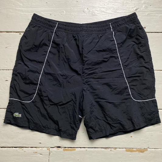 Lacoste Vintage Black and White Shell Trackpant Shorts