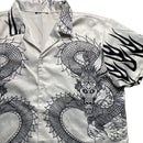 Y2K Dragon and Flames White and Black Silk Shirt (XL)