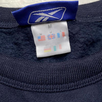 Reebok Navy and White Crewneck Jumper (M)