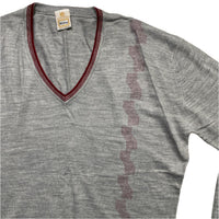 Wolsey Vintage 90’s Grey and Burgundy V Neck Jumper (M)