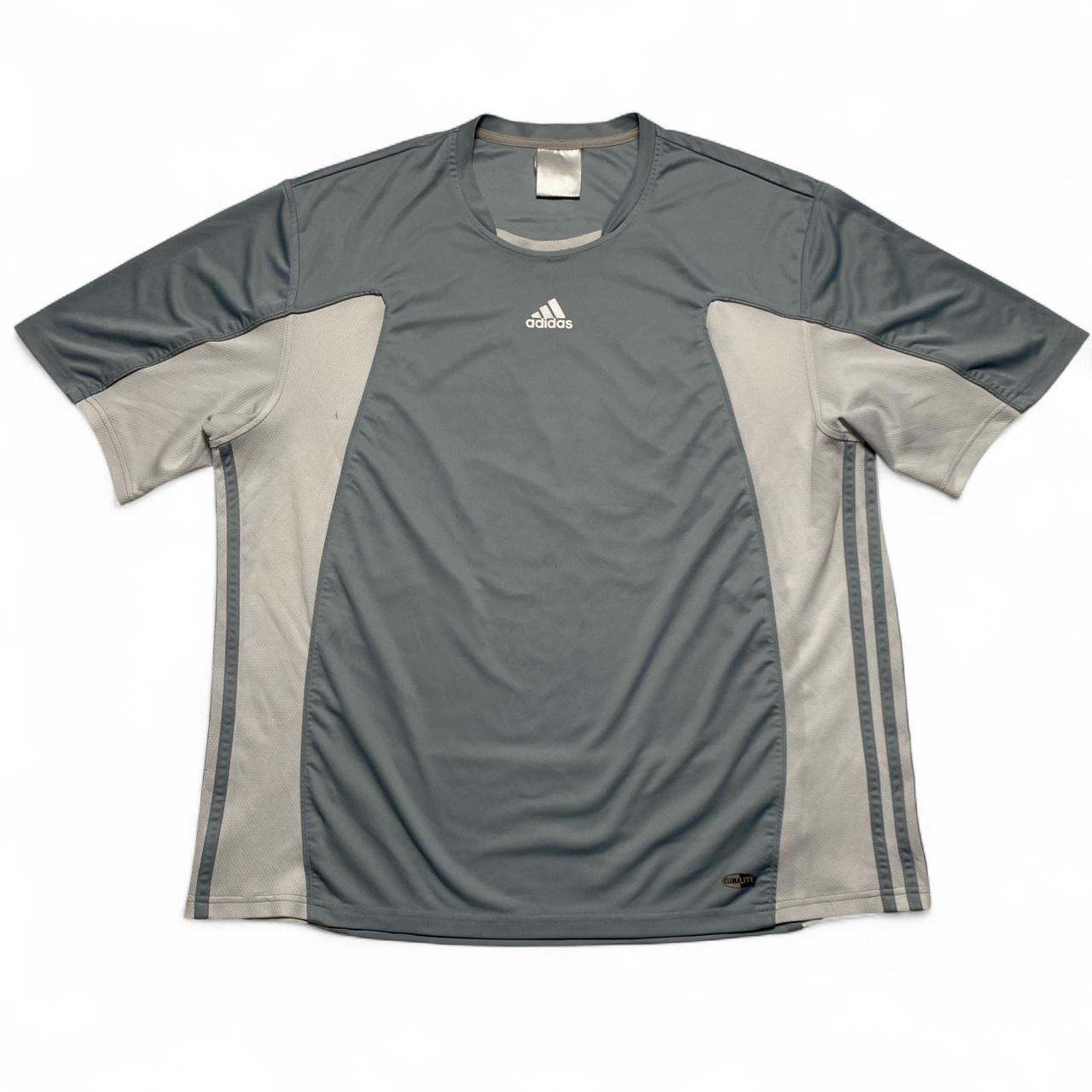 Adidas Predator Vintage y2k Grey and White Football Jersey T Shirt (L)