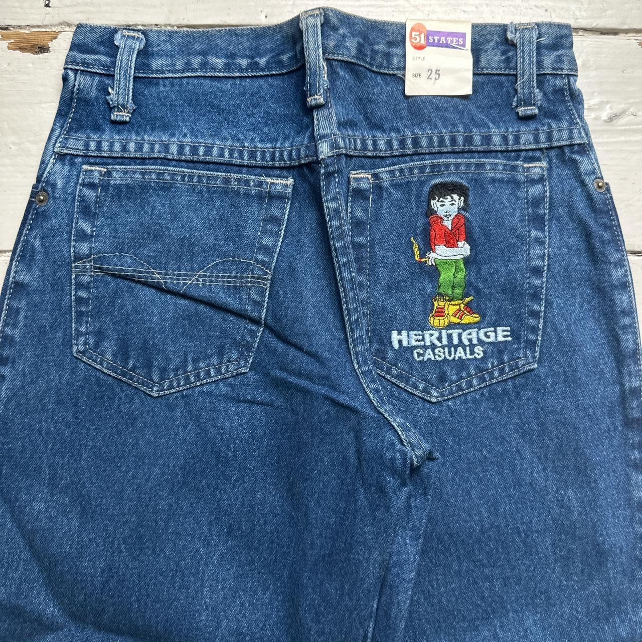 Heritage Casuals Vintage 90’s Embroidery Cartoon Smoking Lady Jeans