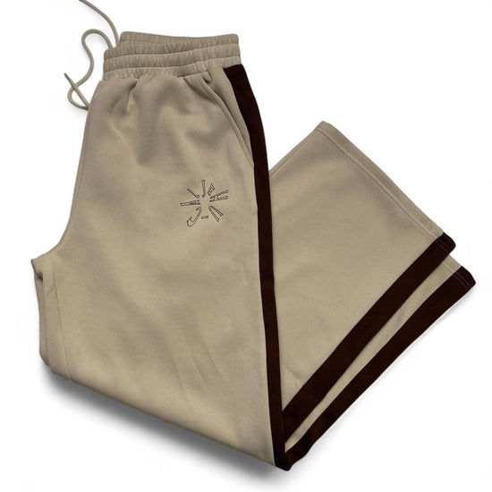 Jehucal Cream and Brown Baggy Trackpant Joggers (L)