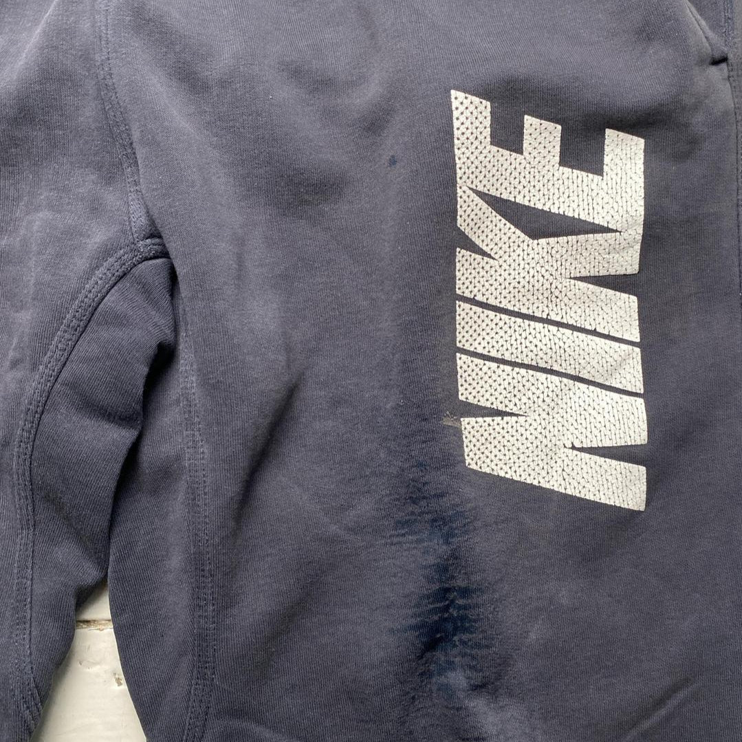 Nike Club Spellout Navy and White Baggy Joggers (XL)