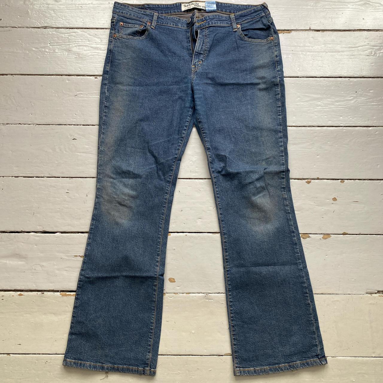 Levis 518 Super Low Bootcut Baggy Blue Faded Stonewash Jeans