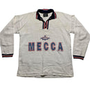 Mecca Vintage 90’s Long Sleeve White Red and Navy Stripe Rugby Jersey Quarter Zip (XL)