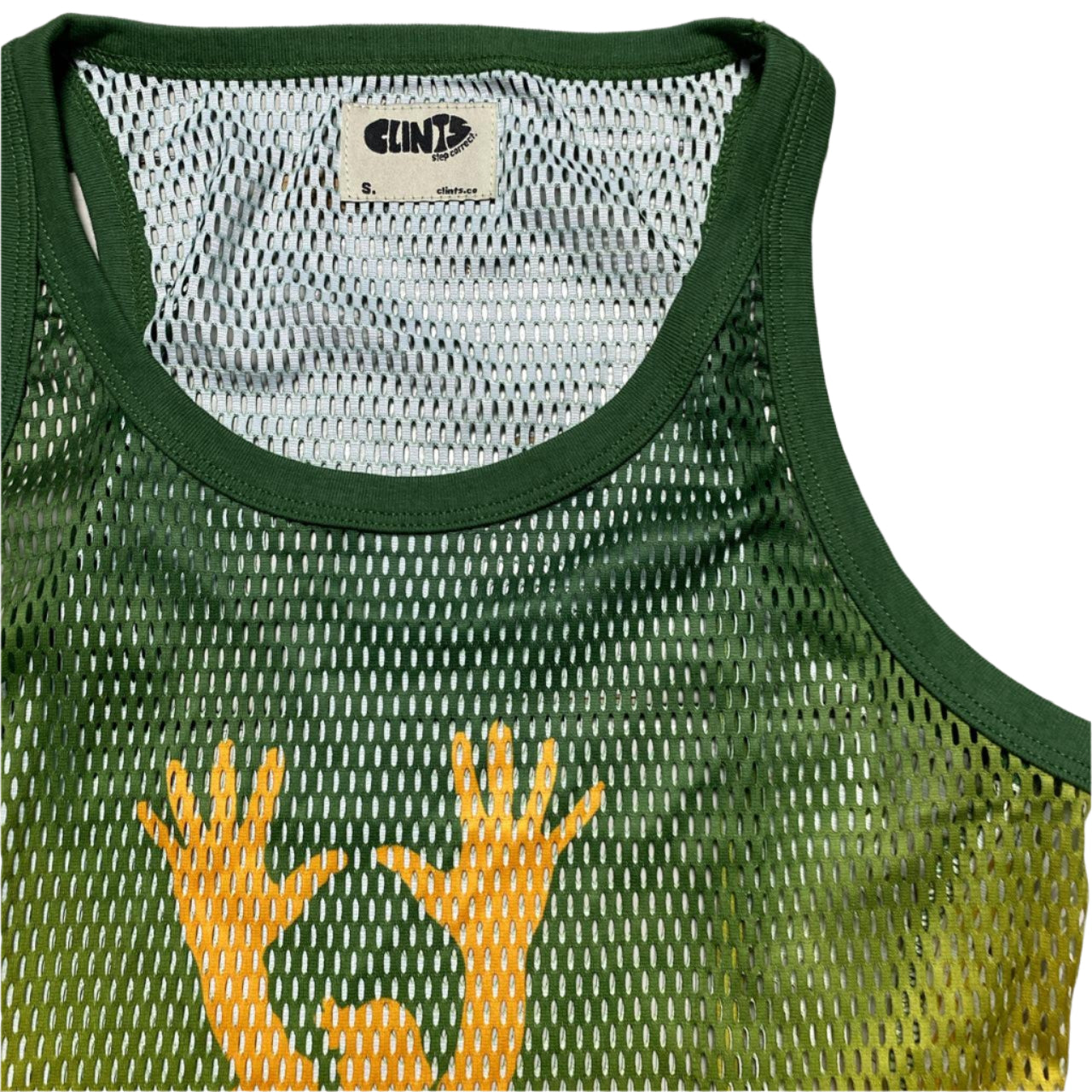 Clints Green and Yellow Ombre Mesh Tank Top Vest (S)