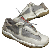 Prada Americas Cup White and Silver Vintage Trainers (UK 3)