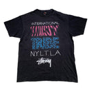 Stussy Black Pink Blue and White Vintage T Shirt (L)