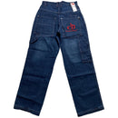 Criminal Damage Baggy Carpenter Jeans Navy and Red Embroidery (28W)