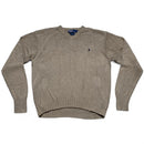Polo Ralph Lauren Beige and Navy Pony Knit Jumper (L)