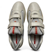 Prada Americas Cup White and Red Strap Up Trainers (UK 10)