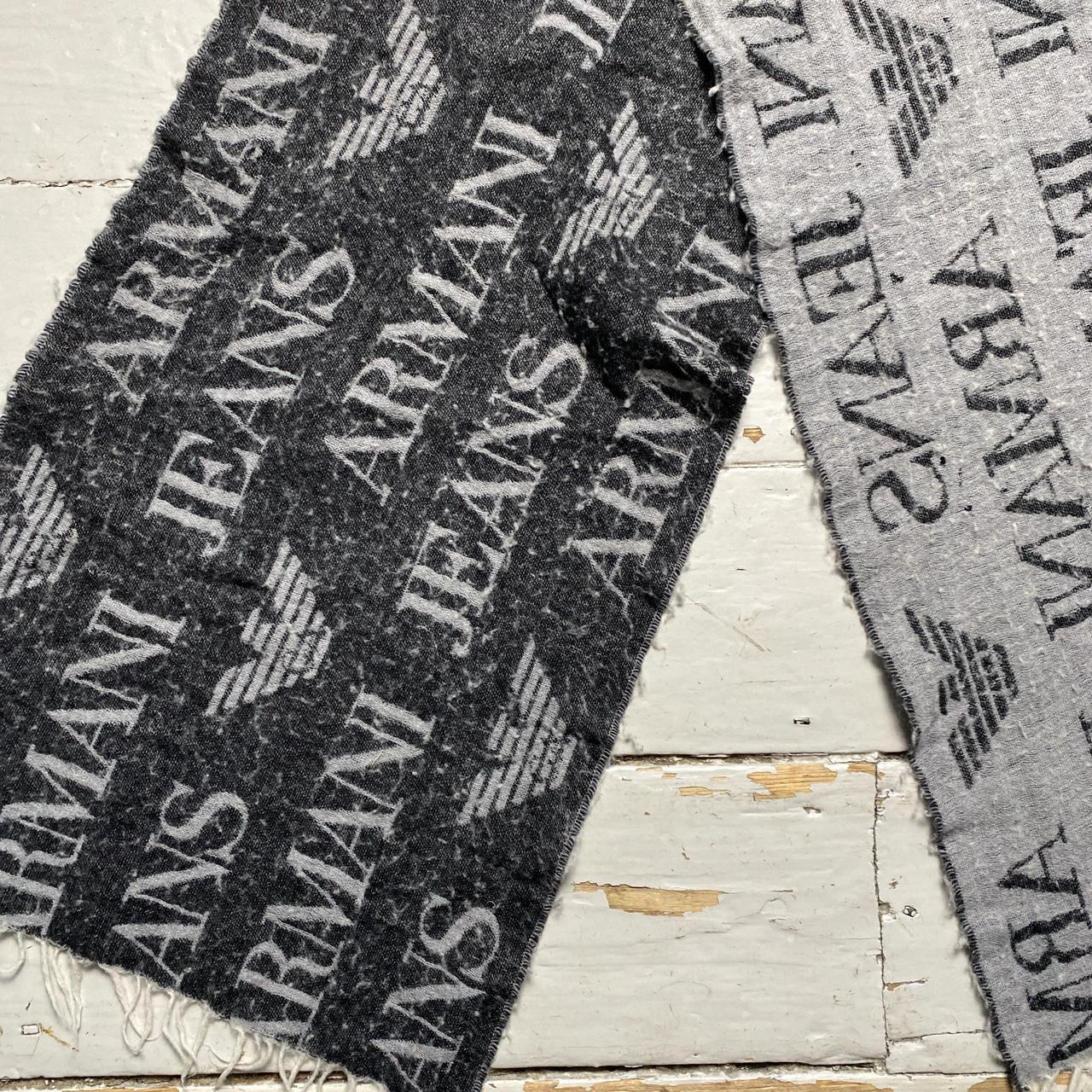 Armani Jeans Vintage Wool Scarf Two Tone Grey