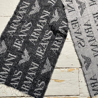 Armani Jeans Vintage Wool Scarf Two Tone Grey