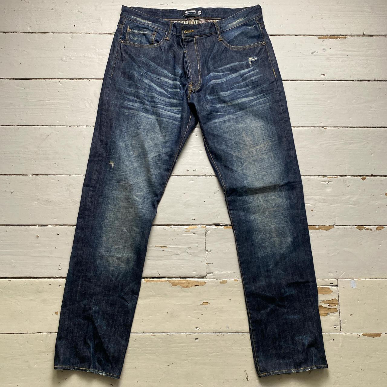 King Krash Distressed Stonewash Navy Jeans