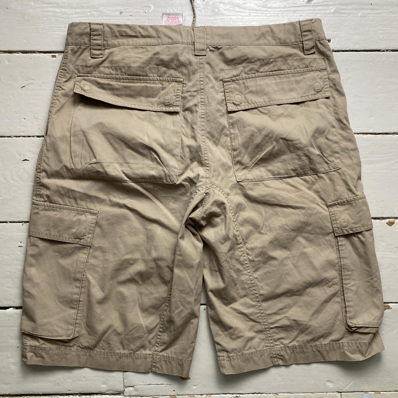 Nike Vintage y2k Baggy Cargo Shorts Cream and Grey Swoosh