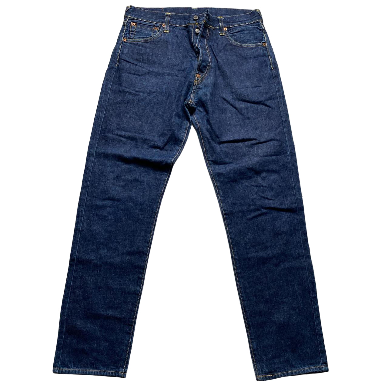 Evisu Vintage Navy Baggy Cream Daicock Swoosh Jeans (34W)
