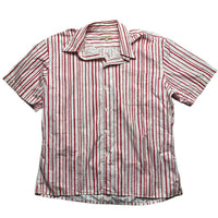 Burberry London Red and White Stripe Short Sleeve Shirt (L)