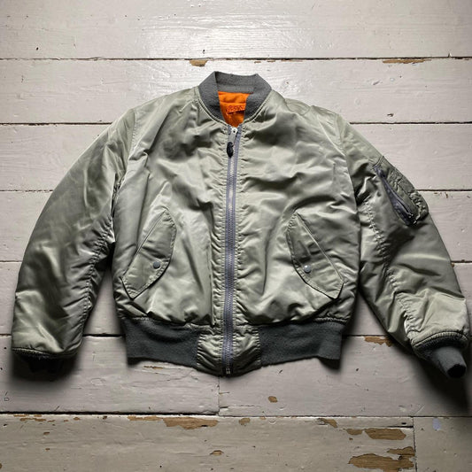 Alpha Industries Green and Orange Pilot Bomber Jacket