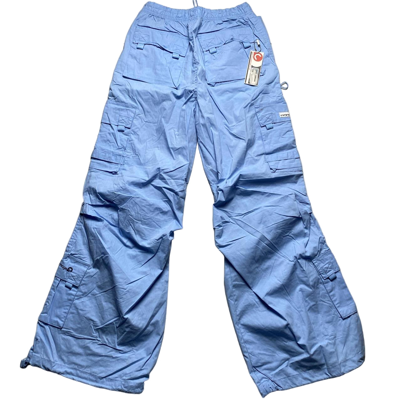 Criminal Damage Baggy Parachute Combat Light Baby Blue Cargo Trousers (S)