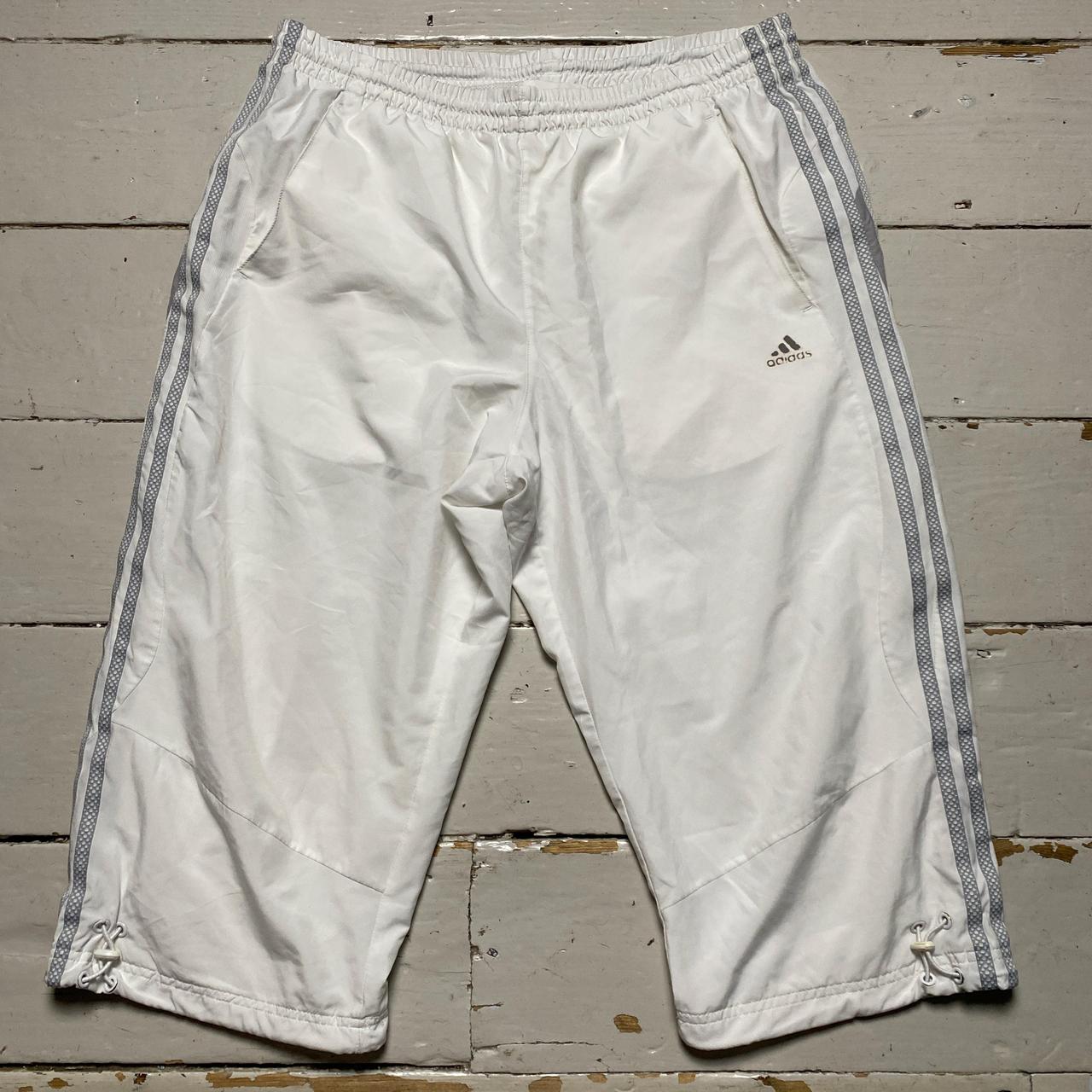 Adidas Climalite Vintage y2k Shell Trackpant Shorts White and Silver