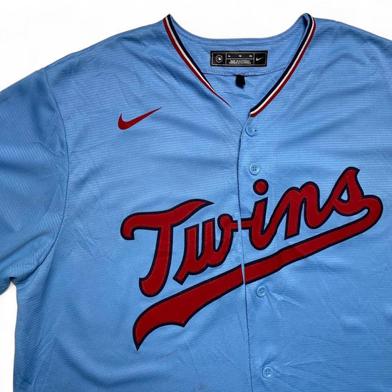 Nike Minnesota Twins Baby Light Blue and Red Baseball Jersey (XL)
