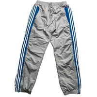 Adidas Vintage Baggy Shell Trackpant Bottoms Silver Blue and White (L)