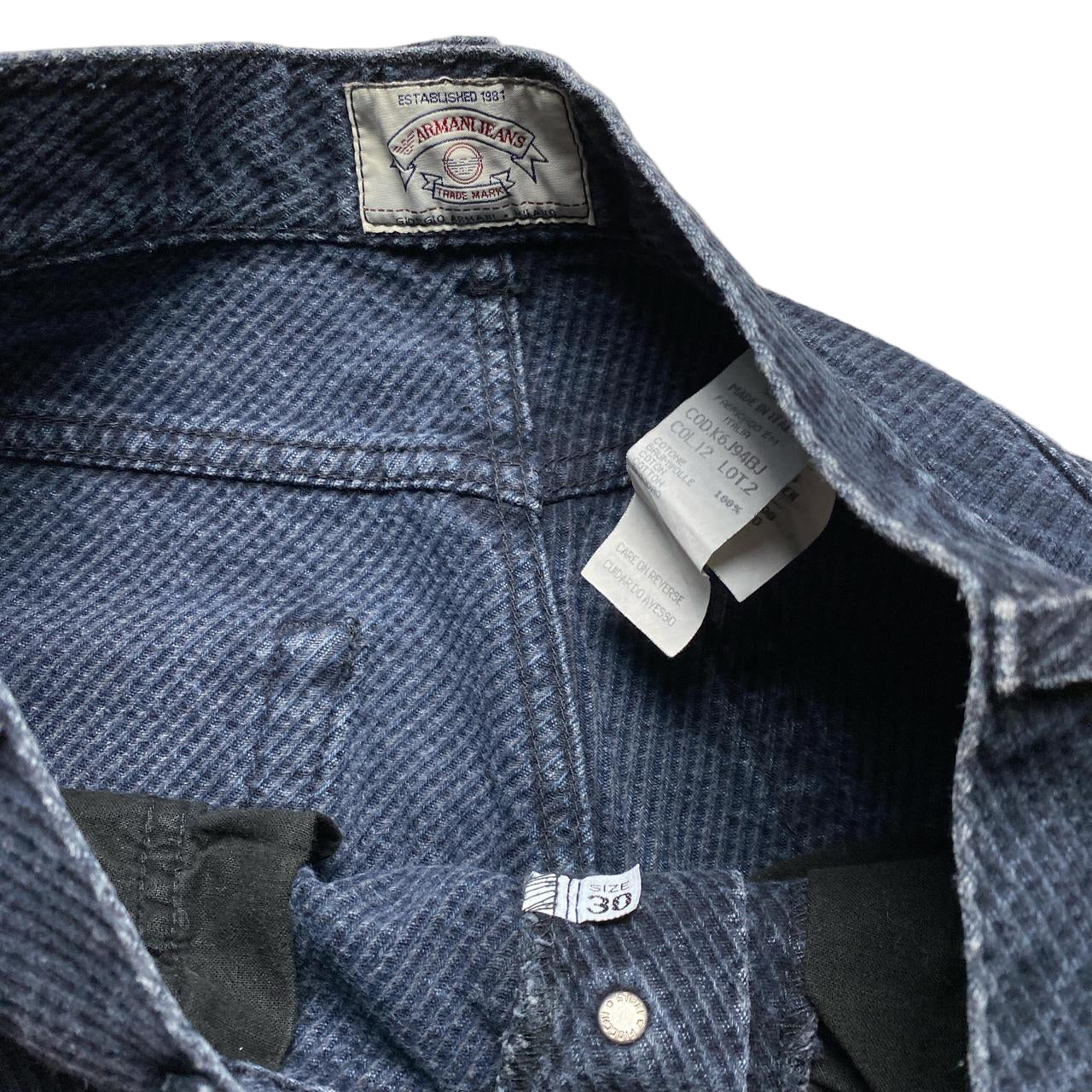 Armani Vintage Reptile Pattern Navy Suede Jeans (30W)