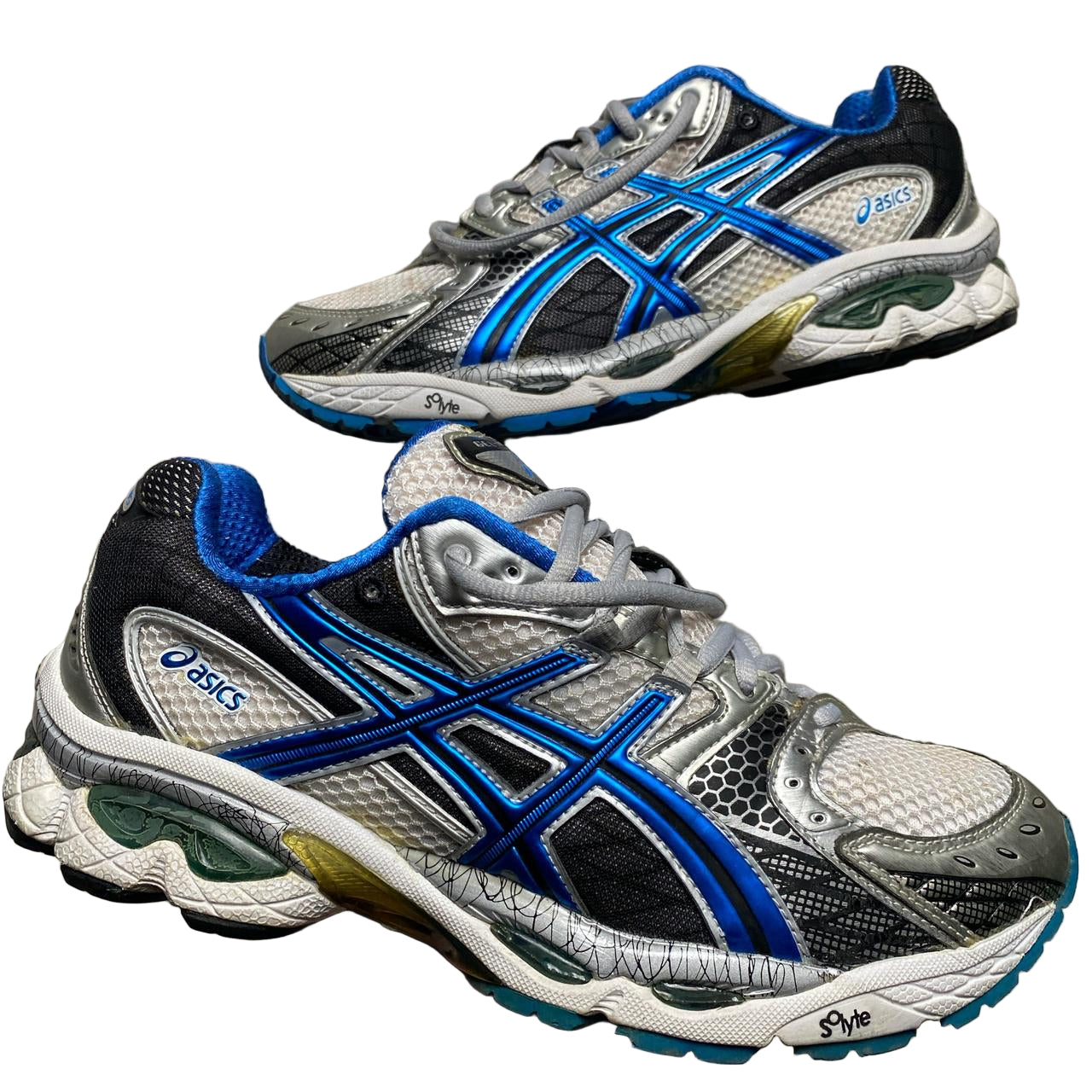 Asics Gel TN840 Silver Blue and White Trainers (UK 9)