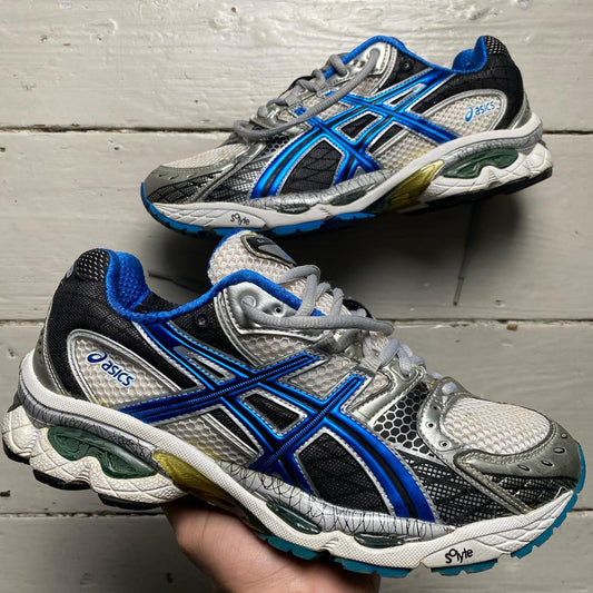 Asics Gel TN840 Silver Blue and White Trainers