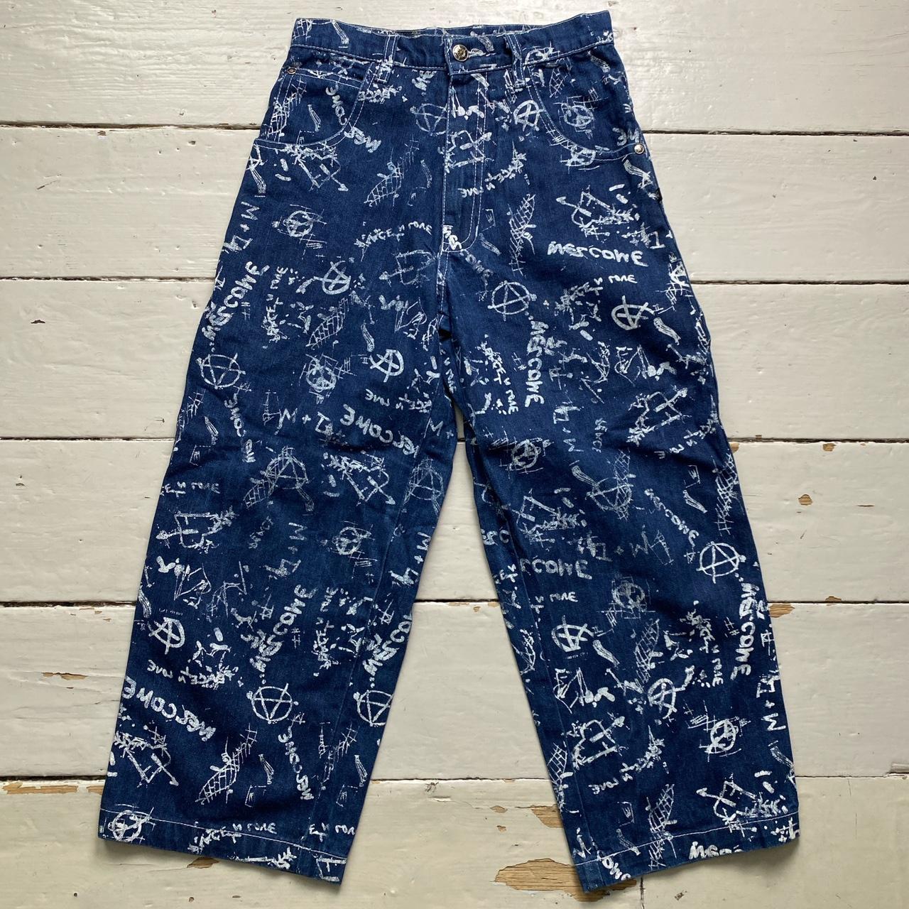 Raw Blue Anarchy All Over Paint Prints Jort Jean Shorts