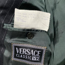 Versace Classic V2 Full Double Breasted Pin Stripe Black and Grey Suit (L)